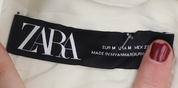 Zara Women's Ivory Hooded Rain Coat Size 12