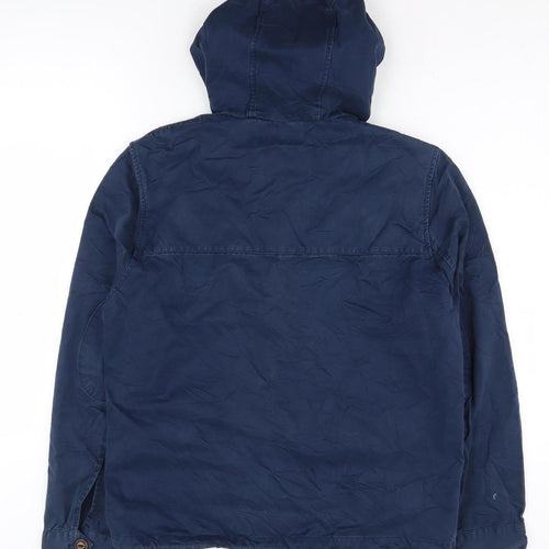River Island Men's Blue Hooded Jacket Medium
