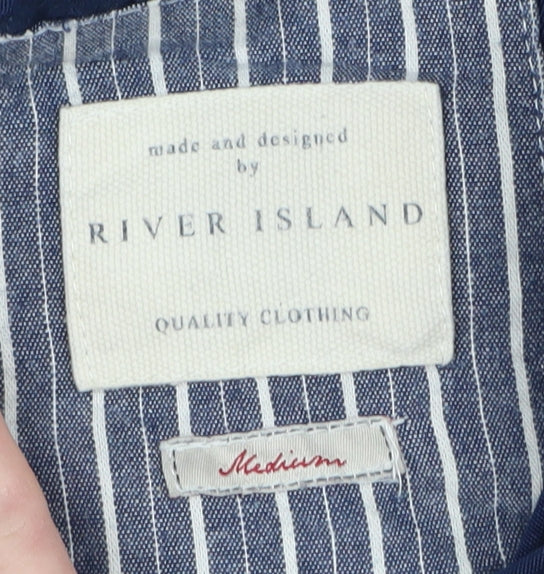 River Island Men's Blue Hooded Jacket Medium