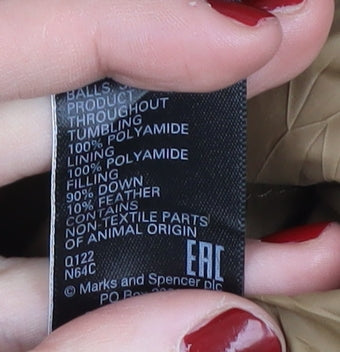 Marks and Spencer Brown Puffer Coat, Size 10, Women's