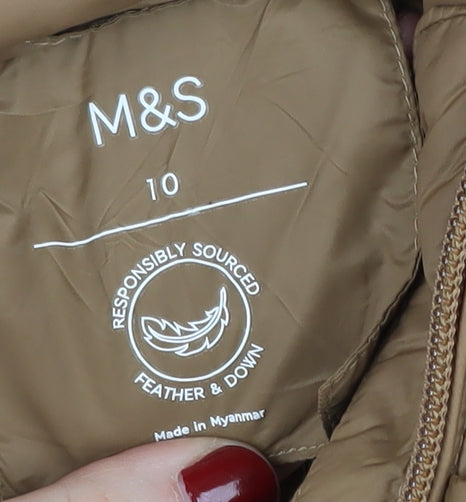 Marks and Spencer Brown Puffer Coat, Size 10, Women's