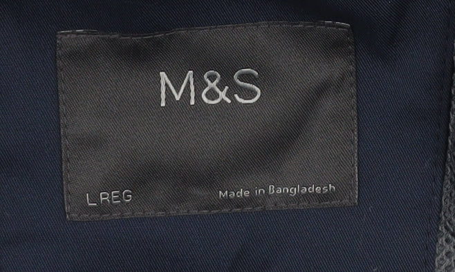 Marks and Spencer Men's Blue Trench Coat, L, Regular Fit