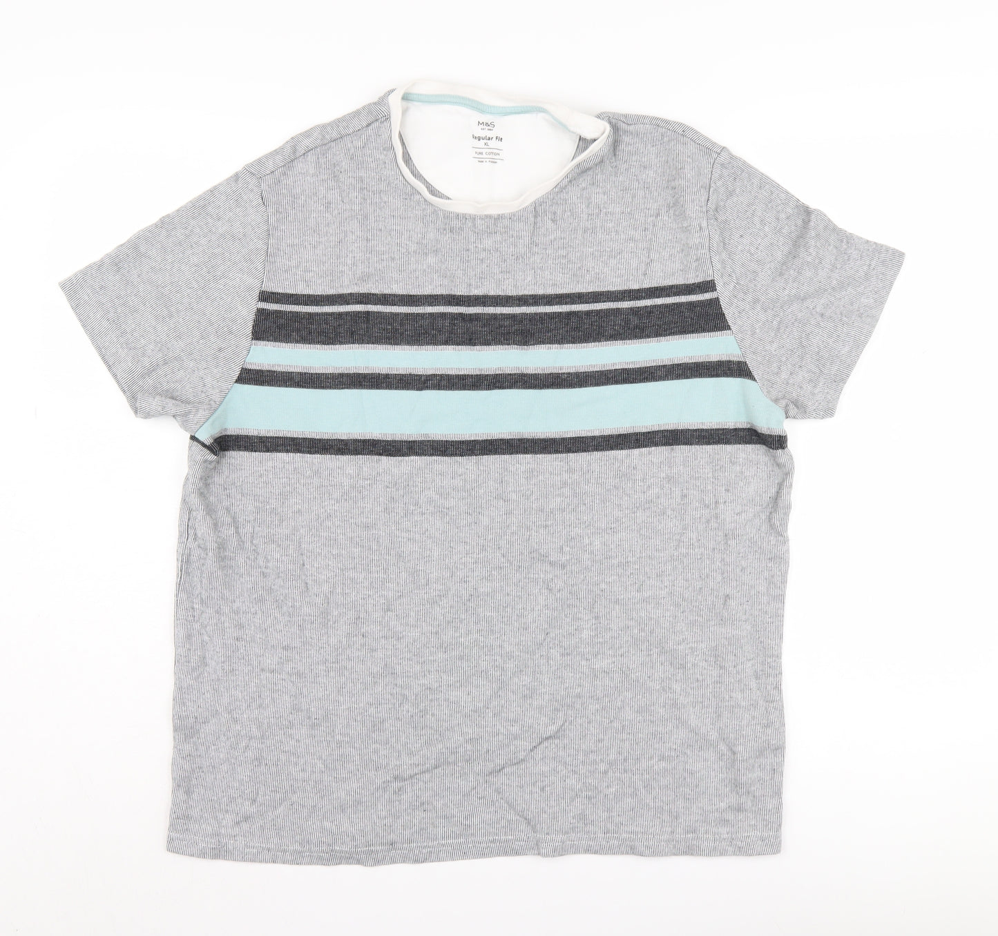 Marks and Spencer Grey Striped Men’s XL T-Shirt