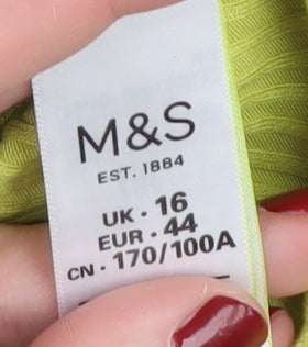 Marks and Spencer Women's Green Mock Neck Top