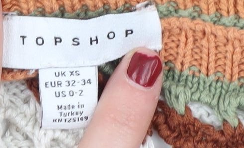 Topshop Women's XS Multicoloured Crochet Vest