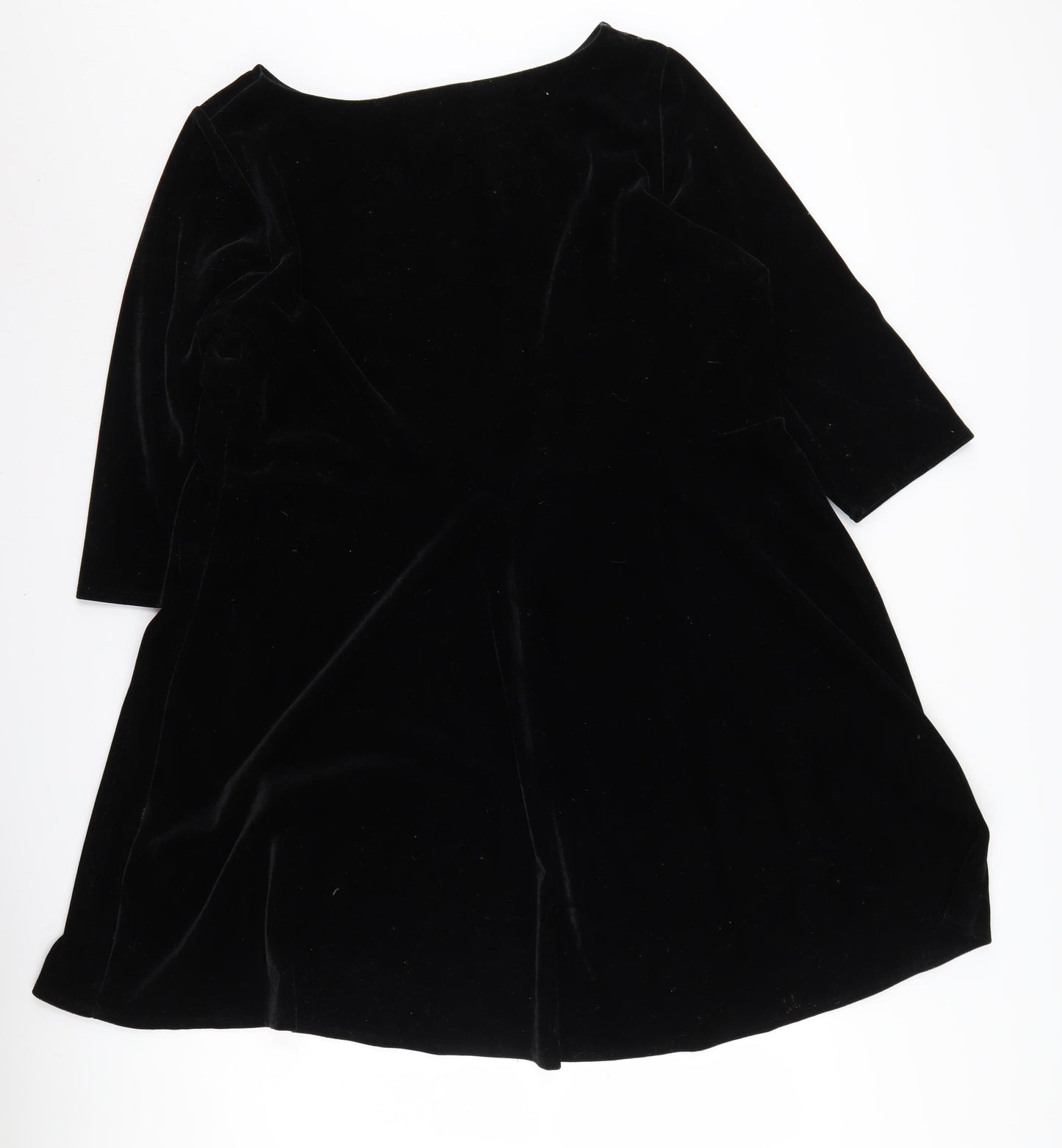 Marks and Spencer Black 3/4 Sleeve Velvet Dress