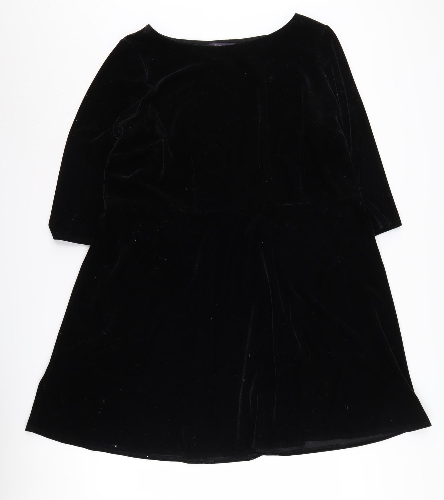 Marks and Spencer Black 3/4 Sleeve Velvet Dress