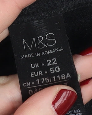 Marks and Spencer Black 3/4 Sleeve Velvet Dress