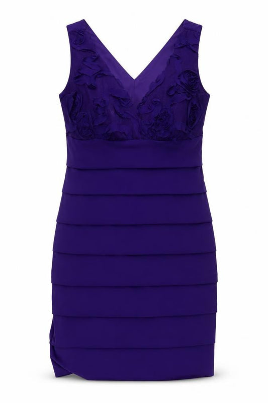 Front view of Enfocus Studio Women's Purple Bodycon Dress, size 12