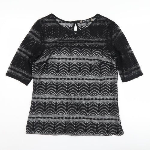 Principles Black Lace Blouse 3/4 Sleeve Women Size 16