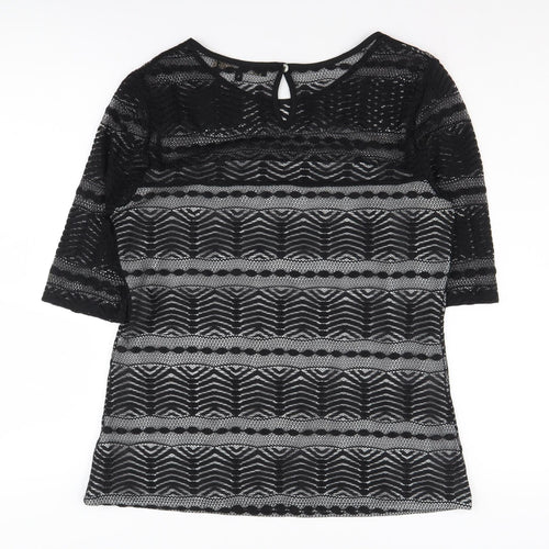 Principles Black Lace Blouse 3/4 Sleeve Women Size 16