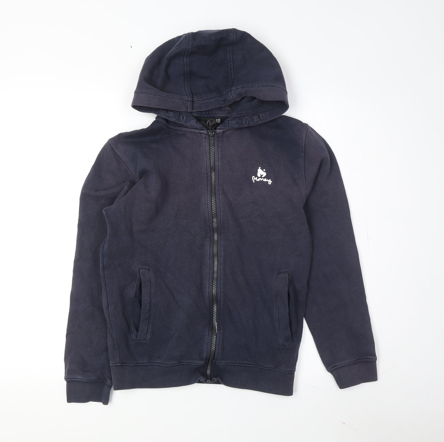 Money Boys Navy Hoodie 12-13 Years Full Zip Cotton Polyester