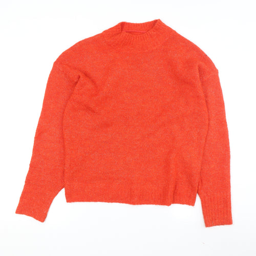 ICHI Women's Orange Mock Neck Jumper, Size S
