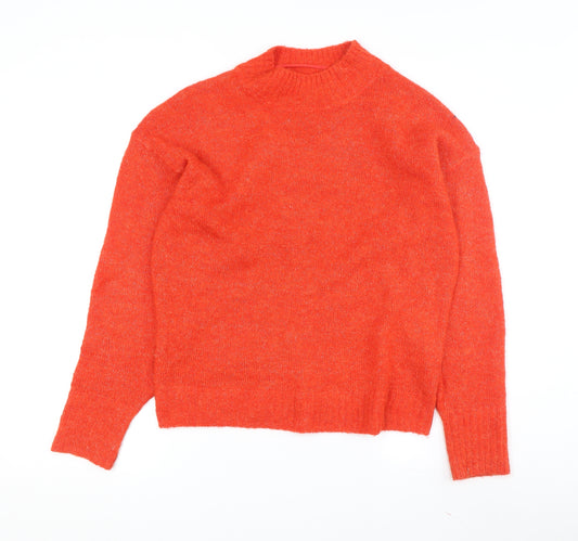 ICHI Women's Orange Mock Neck Jumper, Size S