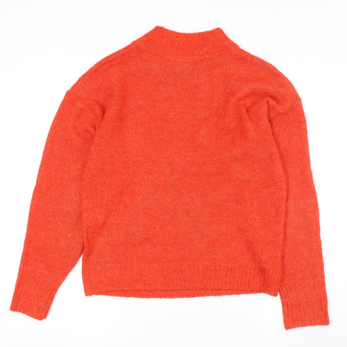 ICHI Women's Orange Mock Neck Jumper, Size S