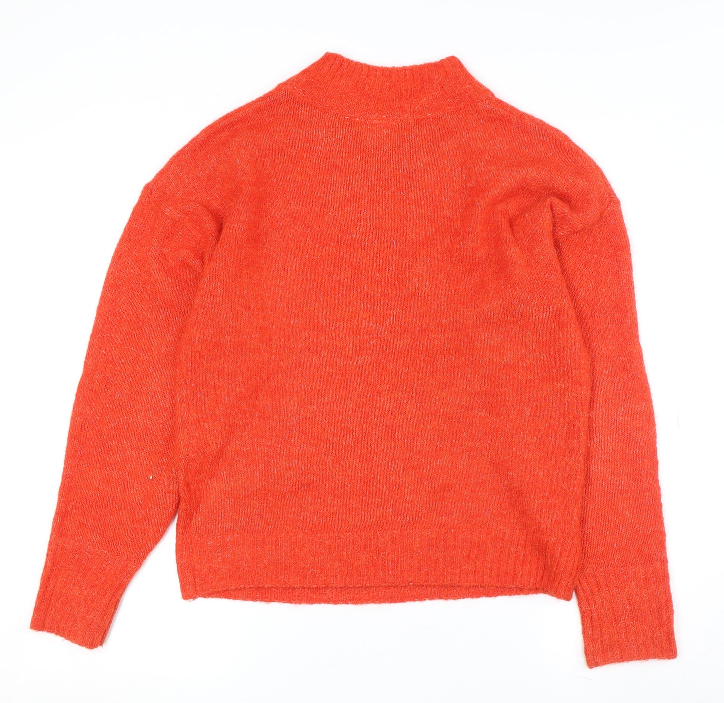 ICHI Women's Orange Mock Neck Jumper, Size S