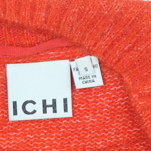 ICHI Women's Orange Mock Neck Jumper, Size S