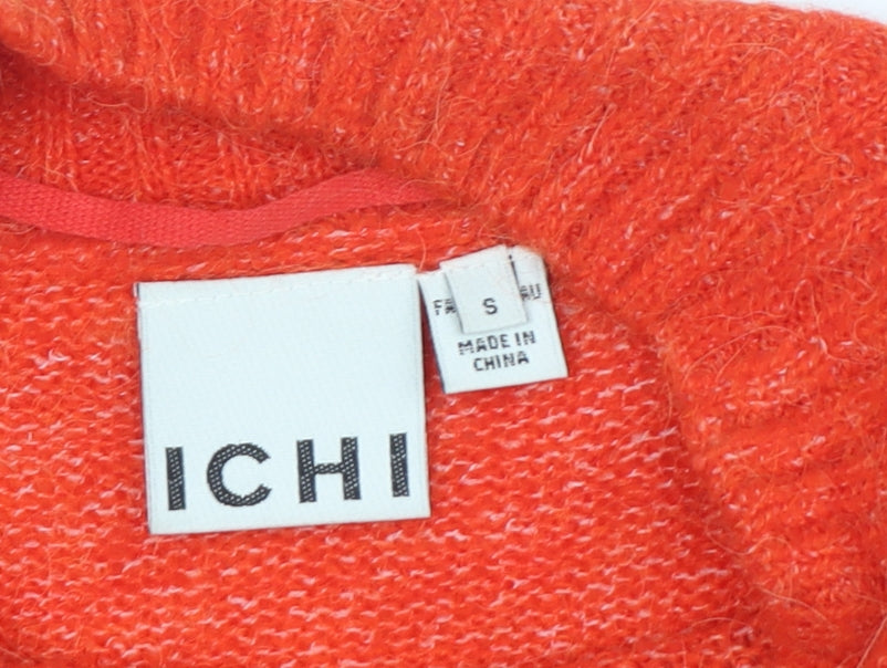 ICHI Women's Orange Mock Neck Jumper, Size S