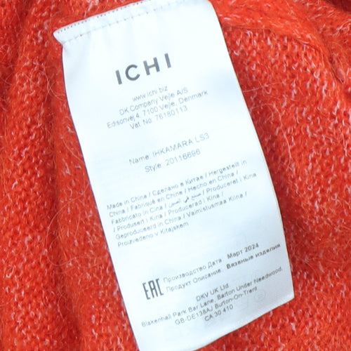 ICHI Women's Orange Mock Neck Jumper, Size S
