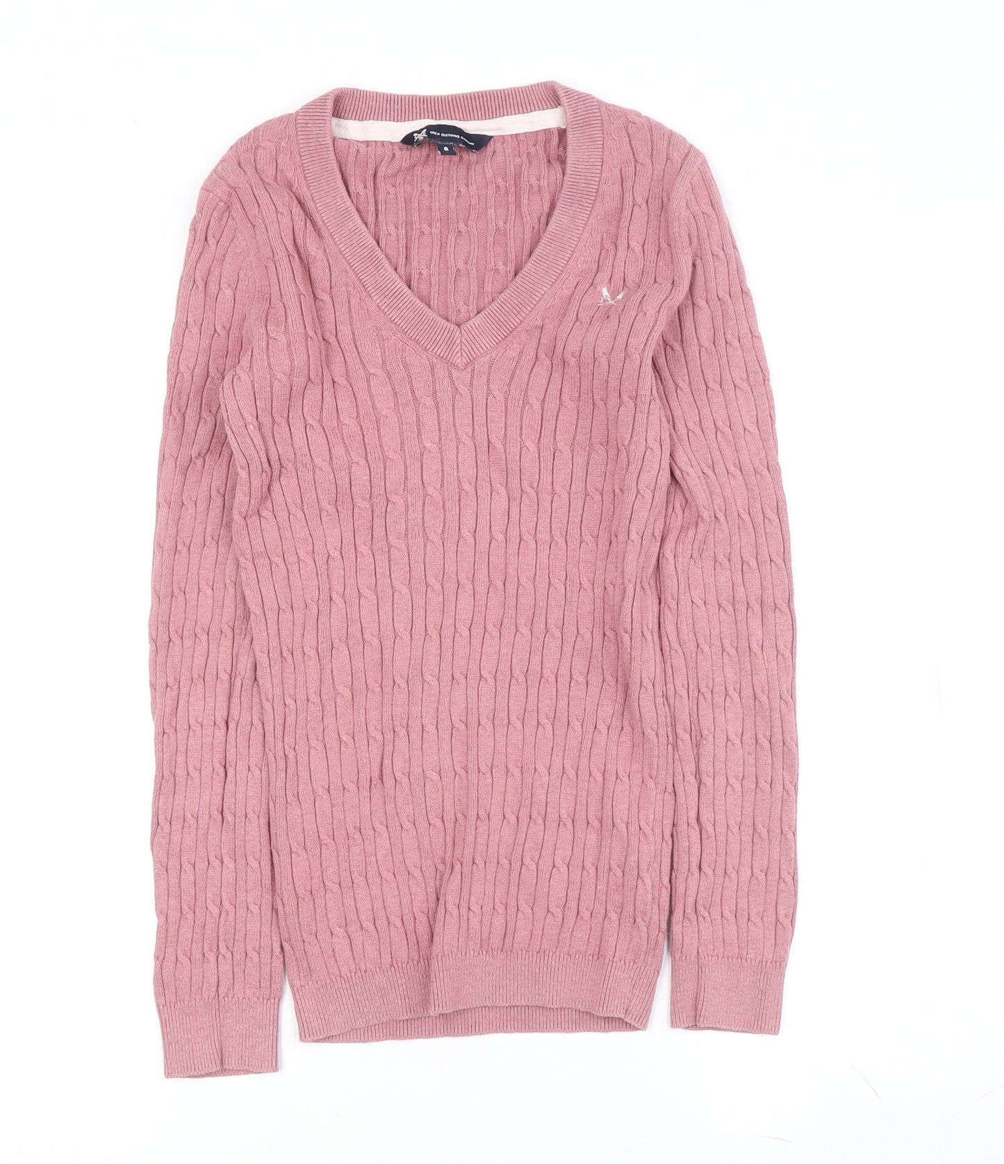 Crew Clothing Women's Pink V-Neck Cotton Jumper Size 10