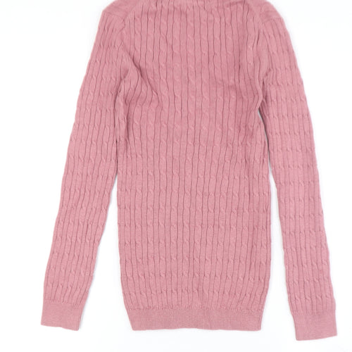 Crew Clothing Women's Pink V-Neck Cotton Jumper Size 10