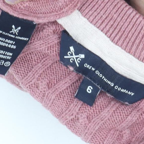 Crew Clothing Women's Pink V-Neck Cotton Jumper Size 10