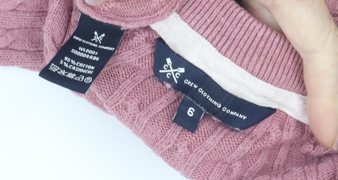 Crew Clothing Women's Pink V-Neck Cotton Jumper Size 10