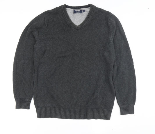 Maine New England Men’s Grey V-Neck Cotton Jumper M