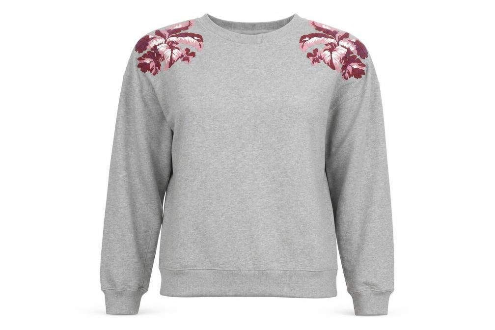 Front view of Jack Wills Women’s Grey Embroidered Sweatshirt, size UK 10