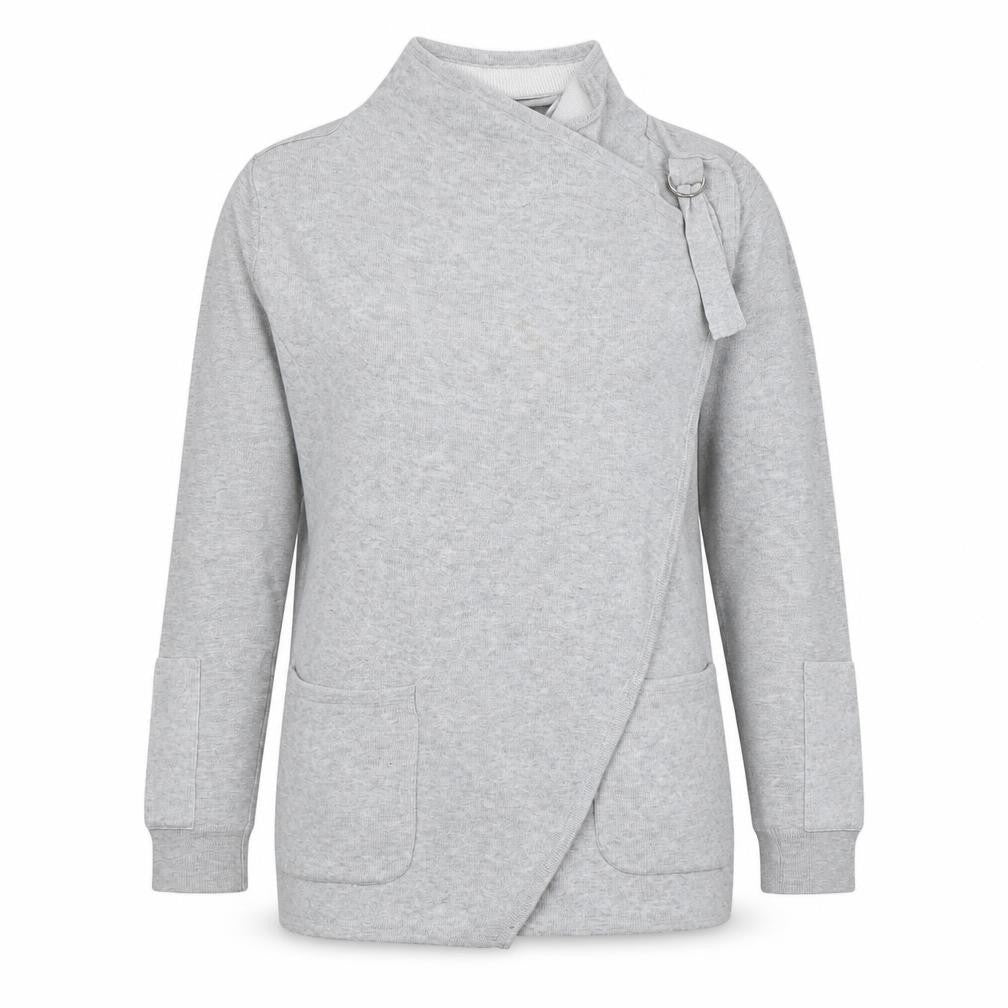 Front view of Mini Outfitters Grey Wrap Cardigan for Teens