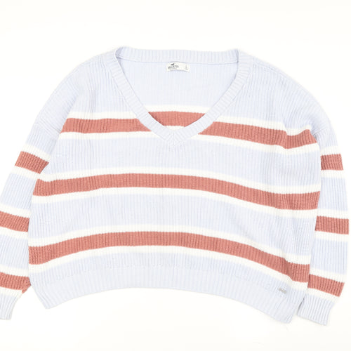 Hollister Women's Multicoloured V-Neck Pullover Jumper L