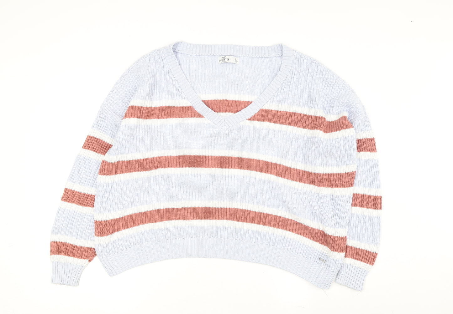 Hollister Women's Multicoloured V-Neck Pullover Jumper L
