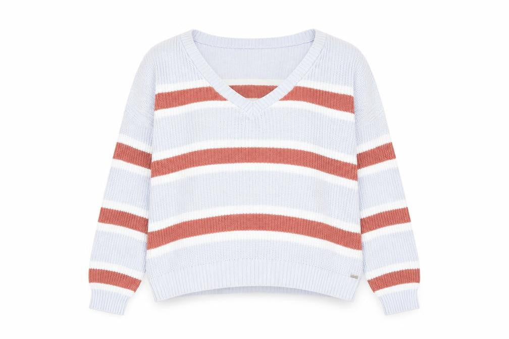 Front view of Hollister Women's Multicoloured V-Neck jumper L