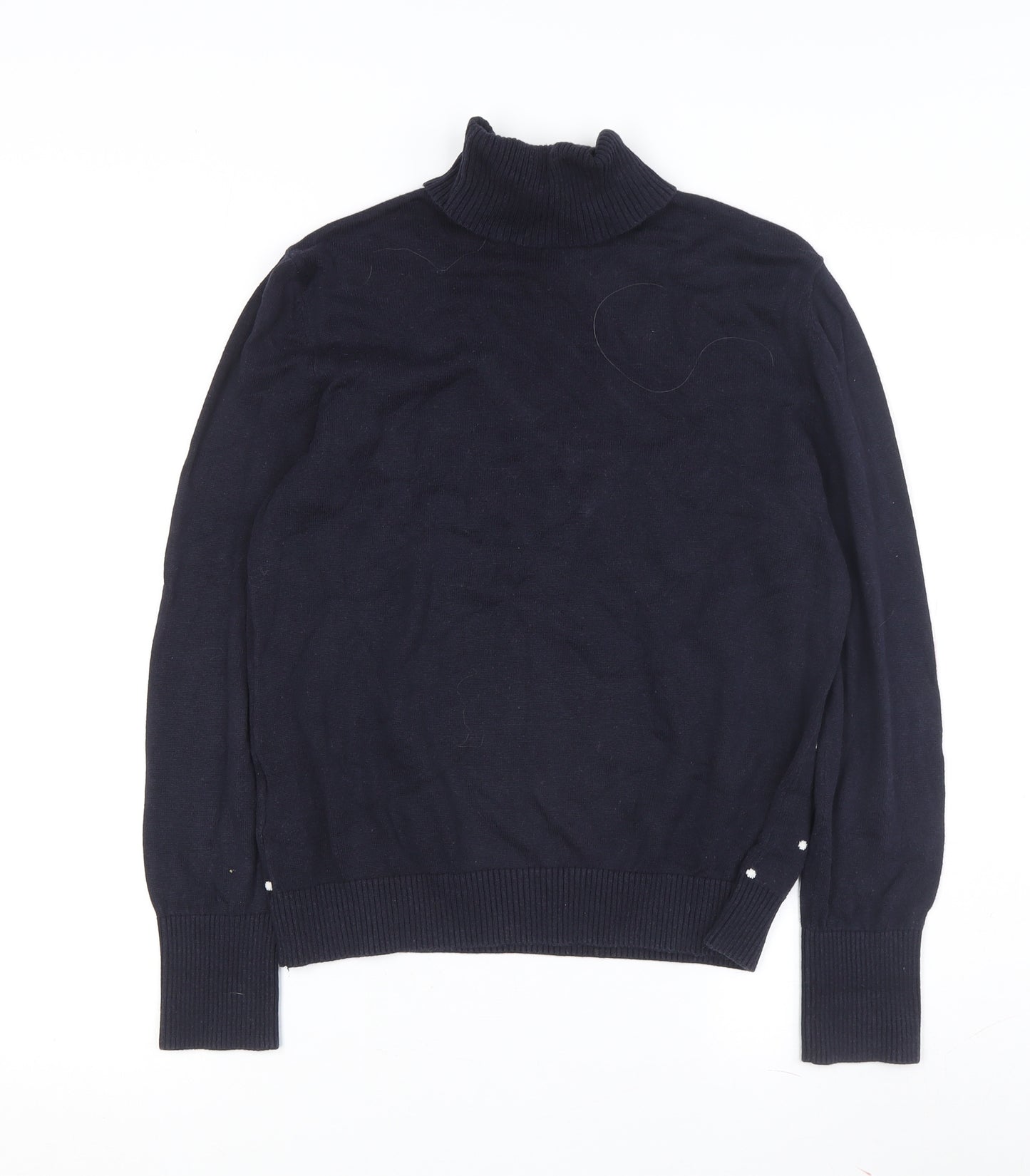 Peter Hahn Women's Blue Roll Neck Polka Dot Jumper Size 12