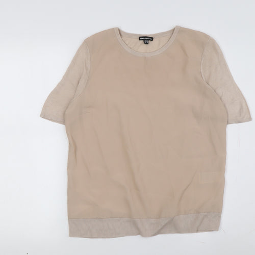 Warehouse Women's Beige Basic Crew Neck Top
