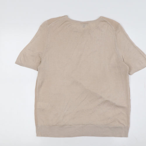 Warehouse Women's Beige Basic Crew Neck Top