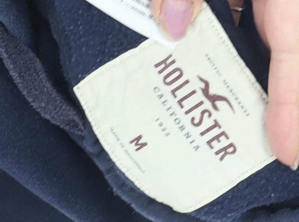 Hollister Men’s Blue Hoodie Medium Logo Graphic