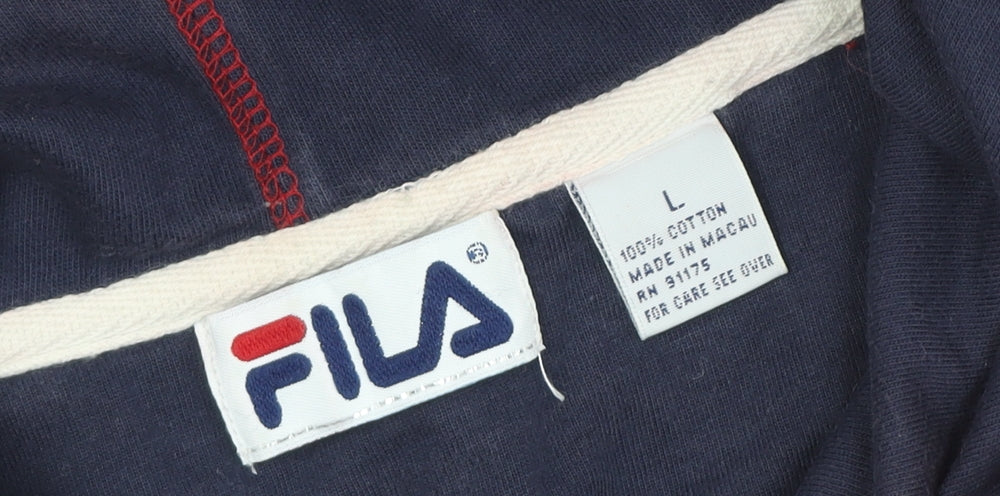 FILA Men's Red Pullover Hoodie - L, Hooded Logo