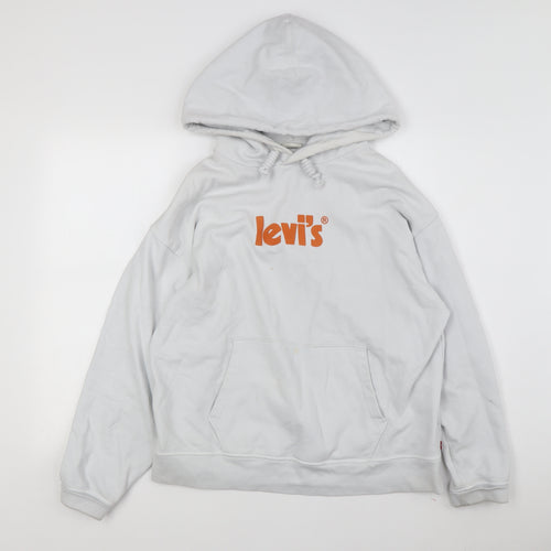 Levi's Men's White Hoodie L Pullover with Logo