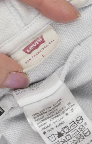 Levi's Men's White Hoodie L Pullover with Logo