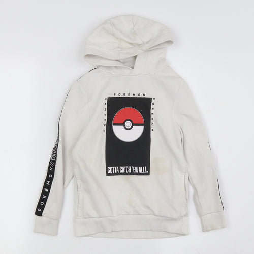 Pokémon Boys White Hoodie 5-6 Years Pullover Cartoon Graphic