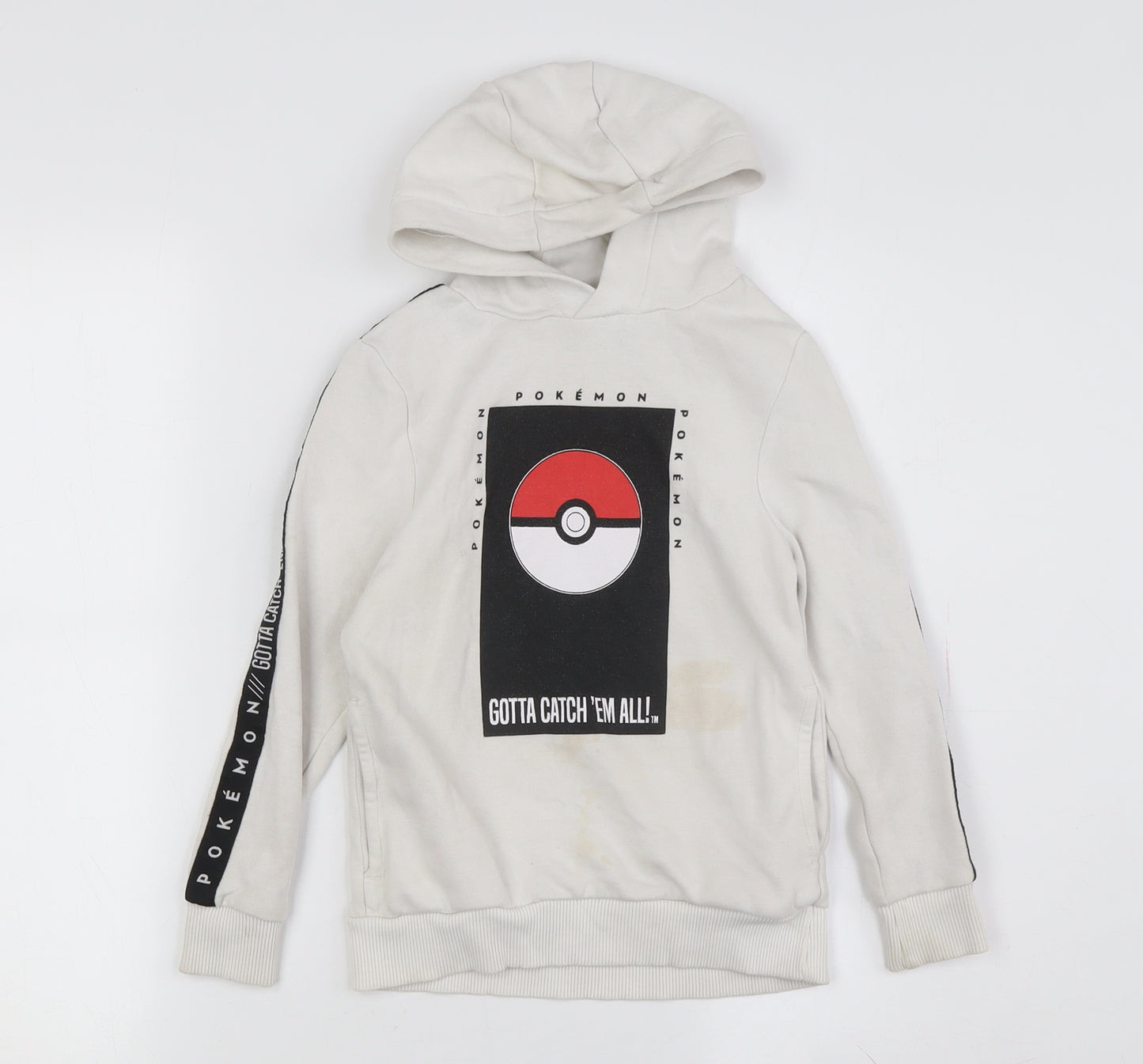 Pokémon Boys White Hoodie 5-6 Years Pullover Cartoon Graphic