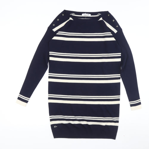 Lacoste Women's Blue Striped Wool Jumper Dress Size 8