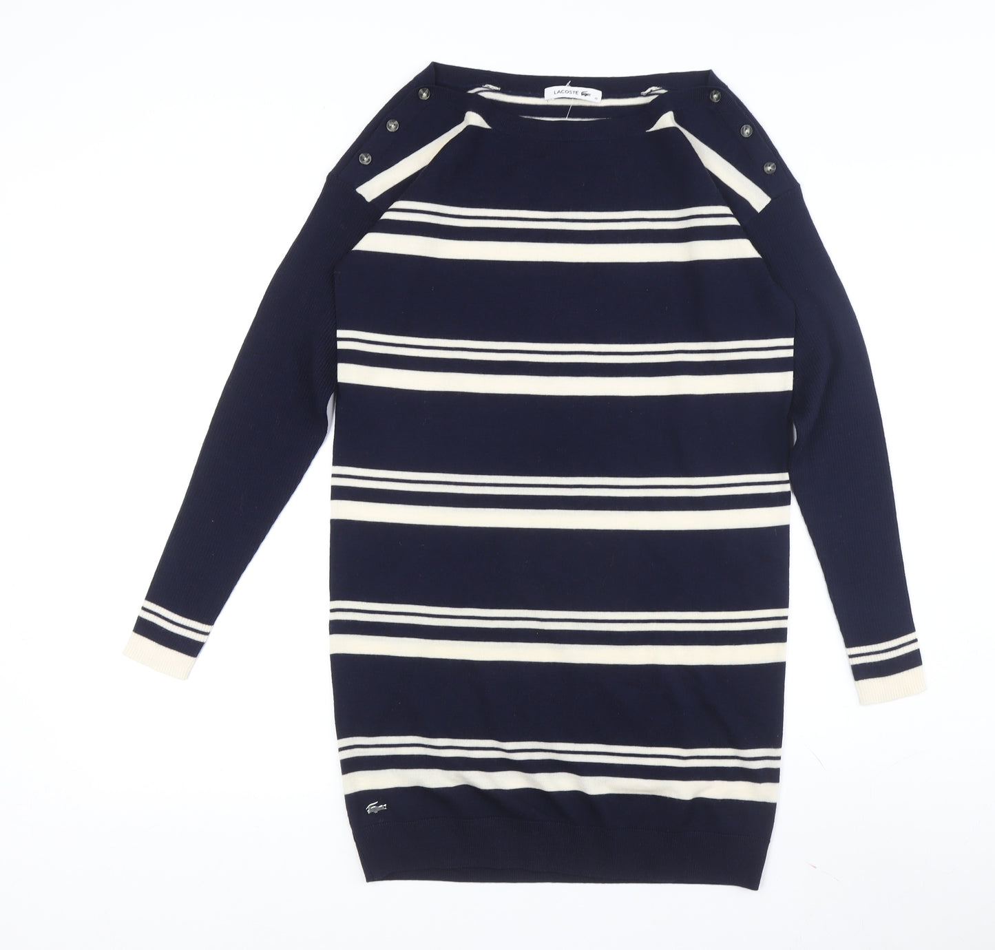 Lacoste Women's Blue Striped Wool Jumper Dress Size 8