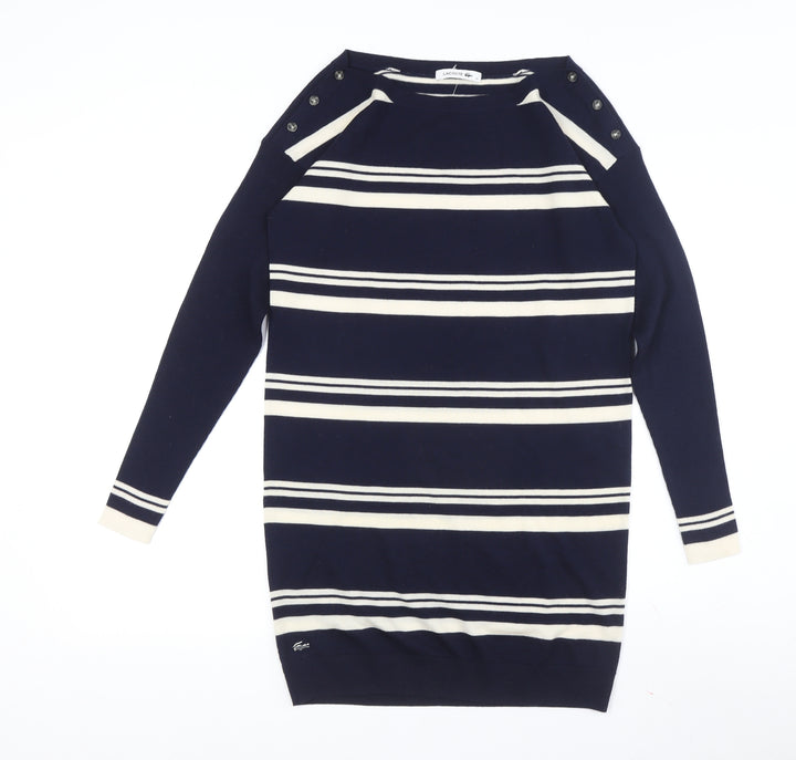 Lacoste Women's Blue Striped Wool Jumper Dress Size 8