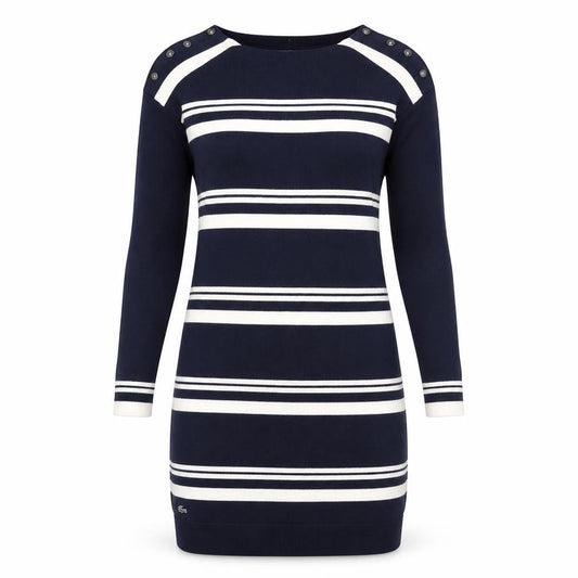 Lacoste Women's Blue Striped Wool Jumper Dress Size 8