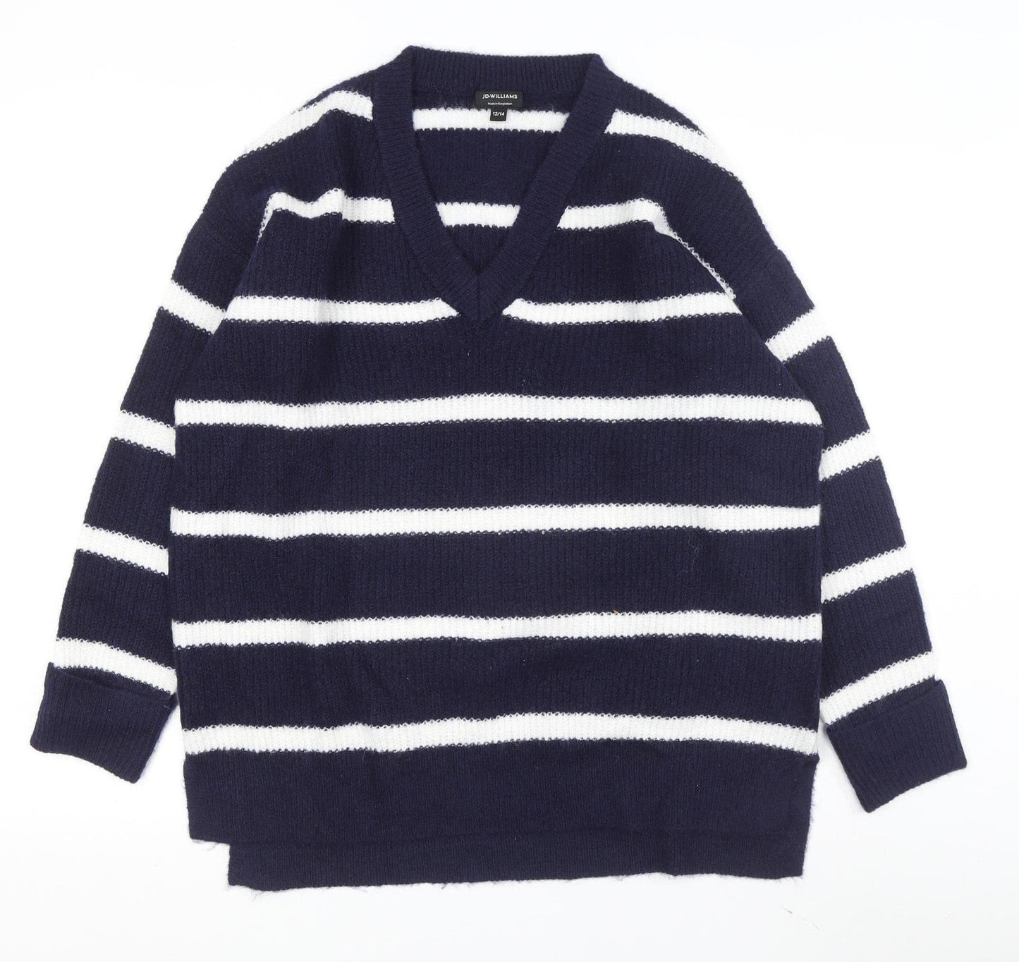 JD Williams Women's Blue Striped Pullover Jumper, Size 12