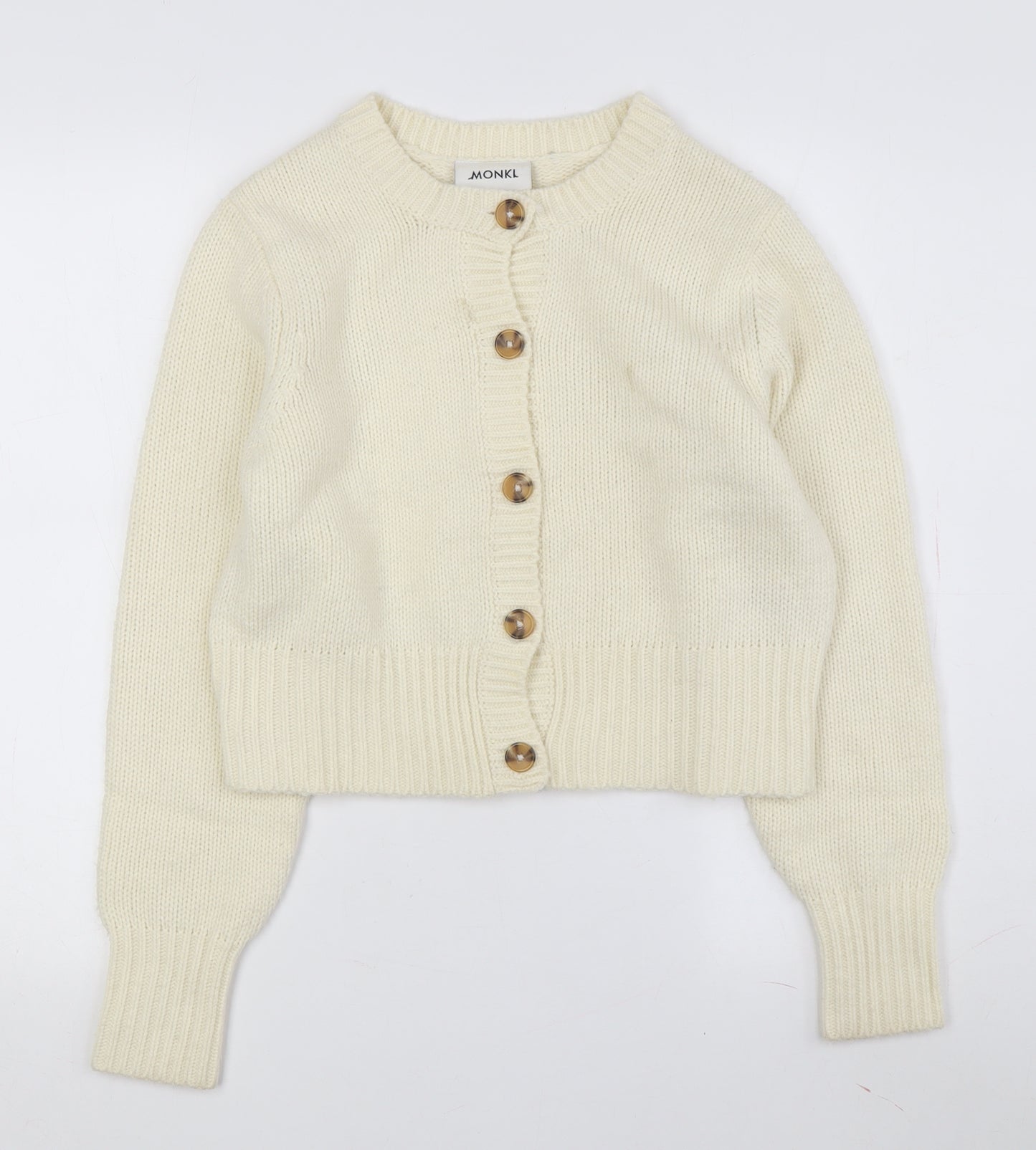Monki Women's Ivory Cardigan, Size M, Button Accents