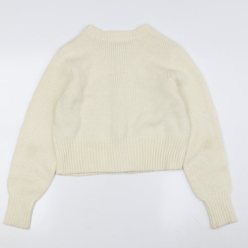Monki Women's Ivory Cardigan, Size M, Button Accents