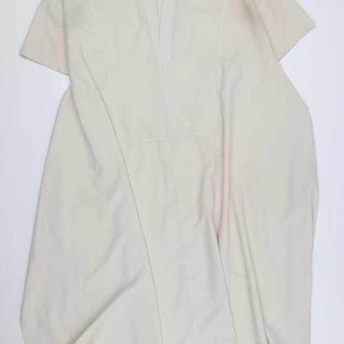 ZARA Women Beige Midi Shift Dress XS, Casual Spring